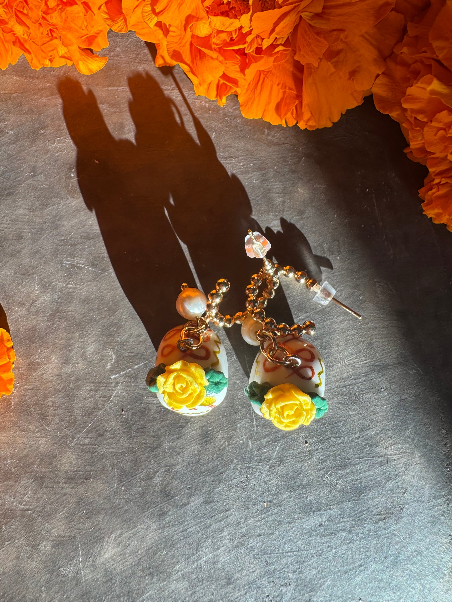 Sugar Skull Earrings Yellow