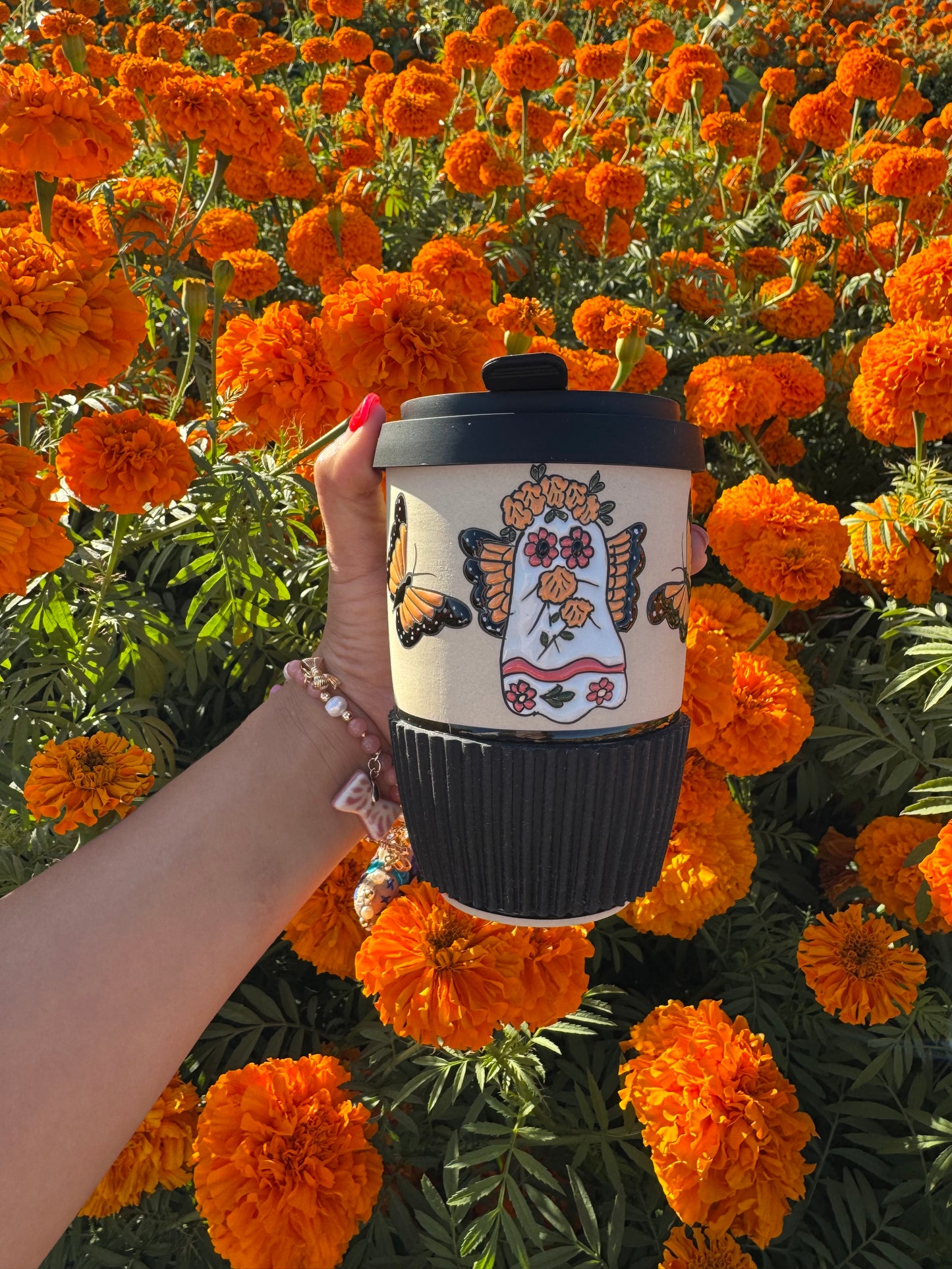 Día de Muertos Butterfly travel Mug