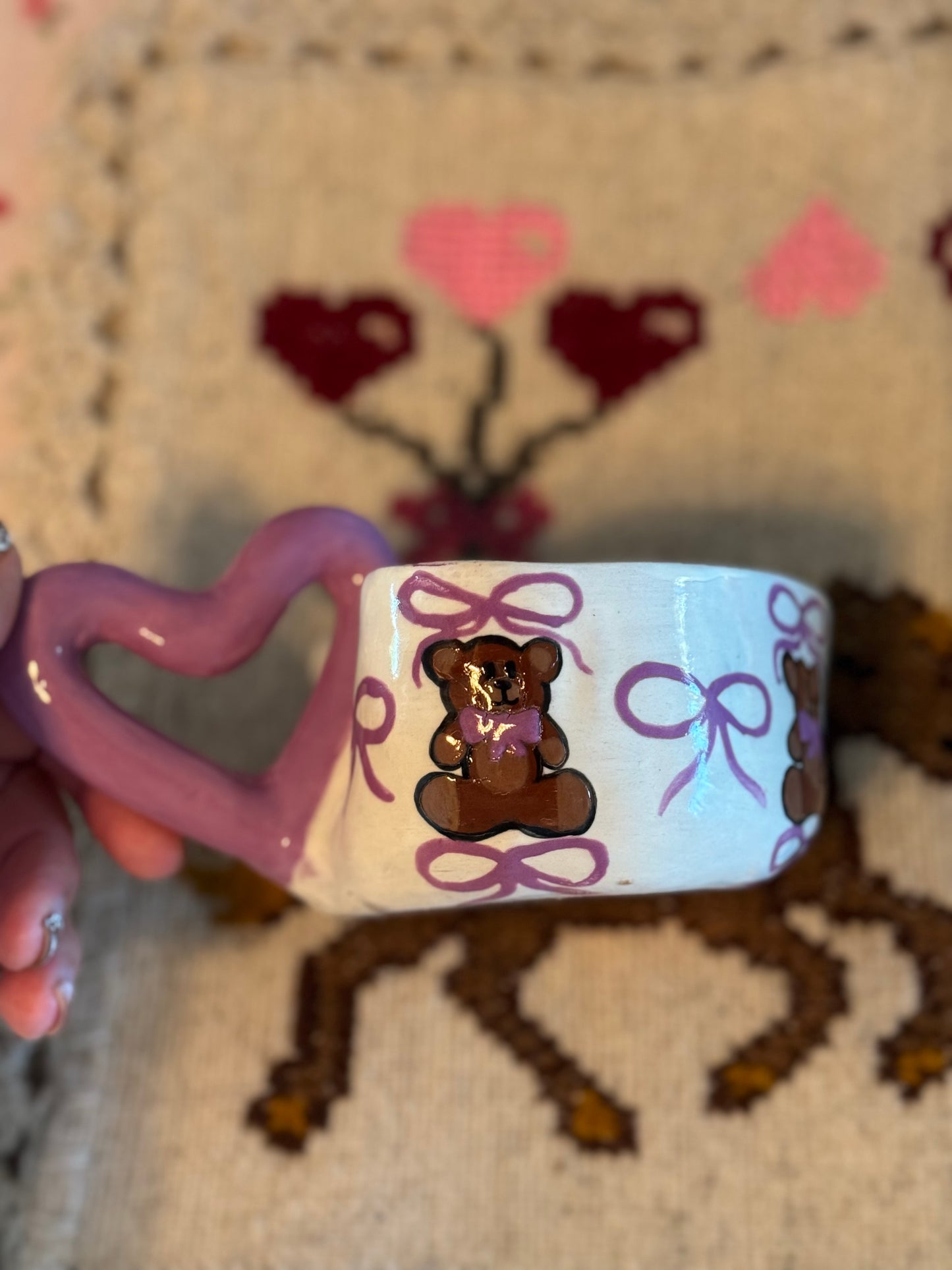 Lavender Bear Heart Mug
