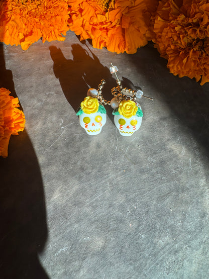Sugar Skull Earrings Yellow