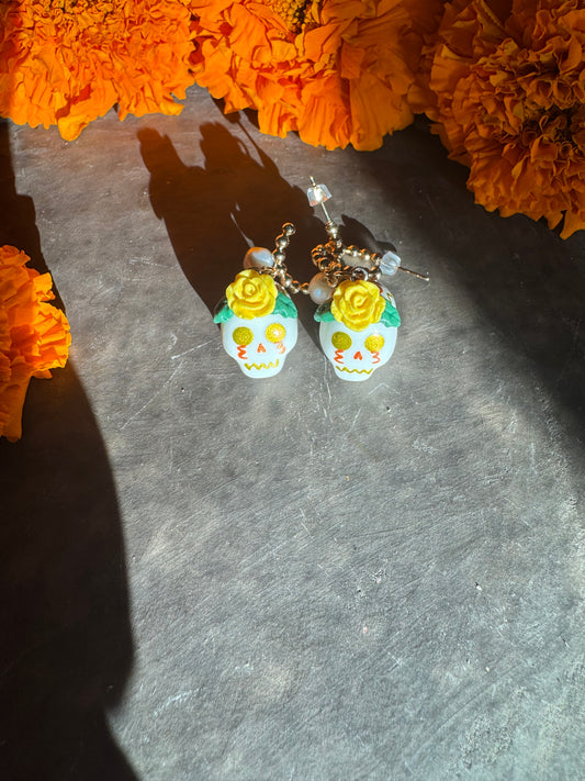 Sugar Skull Earrings Yellow