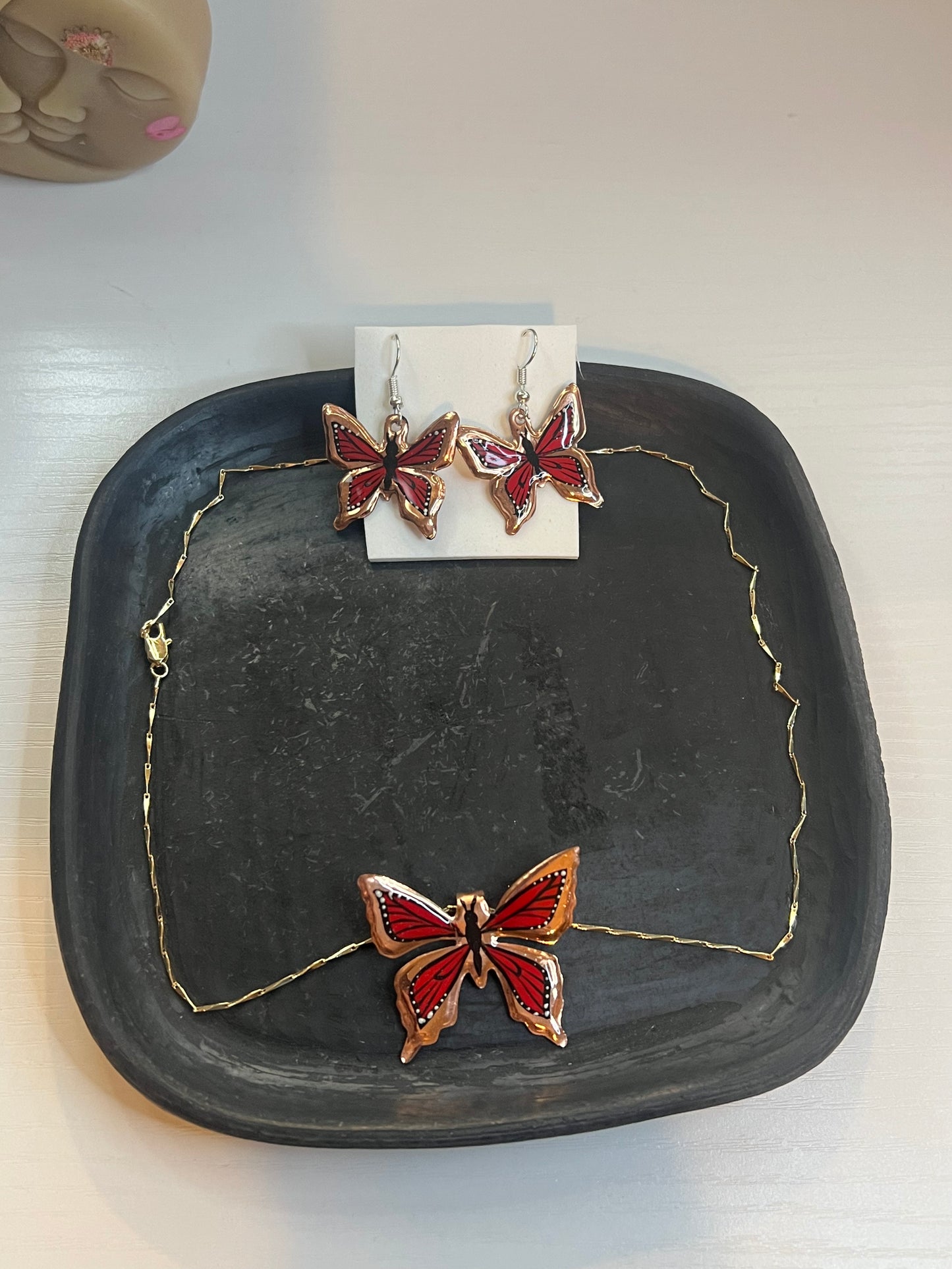 Red Butterfly Necklace Set