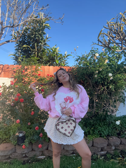 Heart & Bow Crossbody Leather Bag