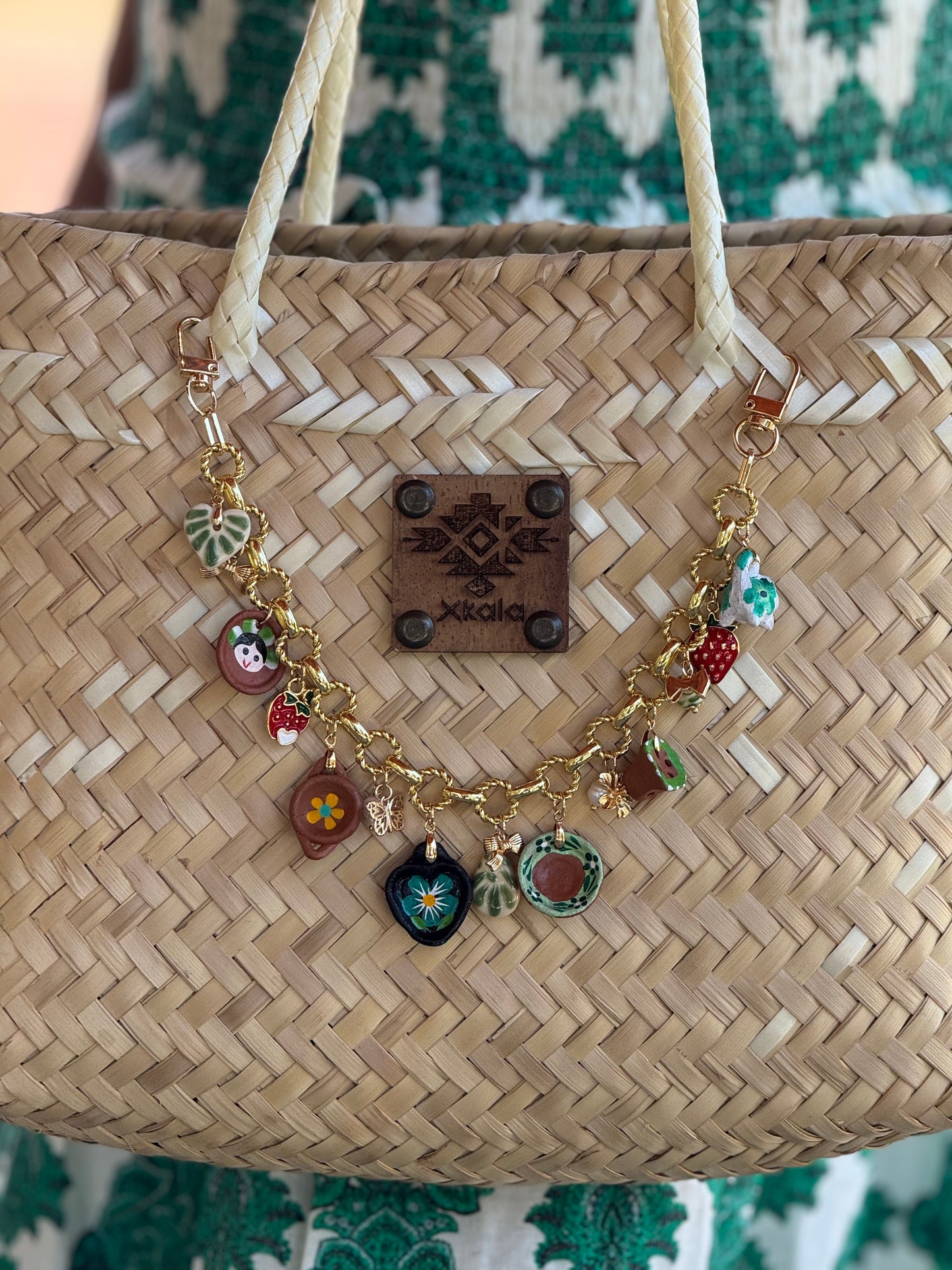 Horizontal Charms Keychain Green