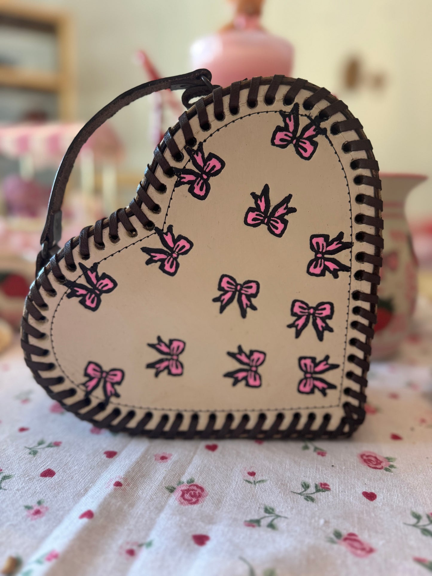 Heart & Bow Crossbody Leather Bag