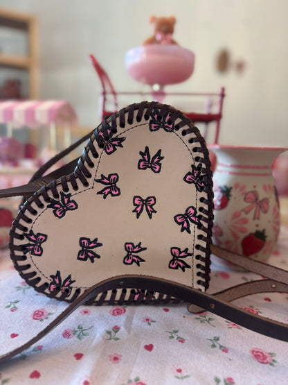 Heart & Bow Crossbody Leather Bag