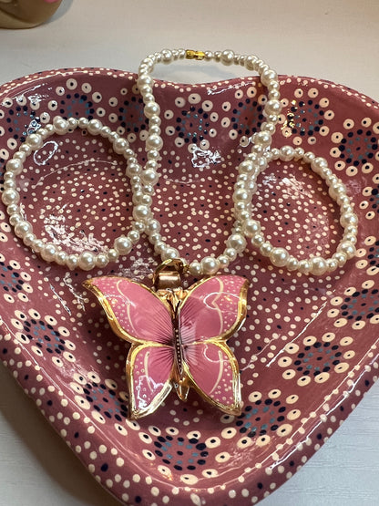 Pink Butterfly Necklace