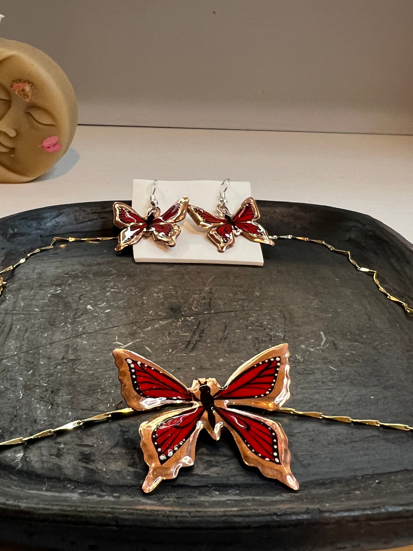 Red Butterfly Necklace Set